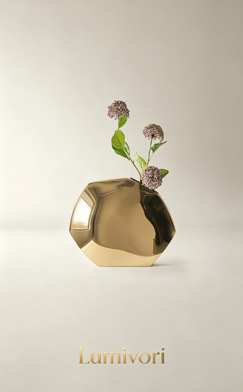 Lumivori | Faceted Reflective Metal Vase