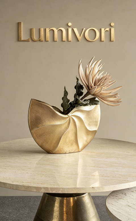 Lumivori | Twisted Fan Sculptural Metal Vase