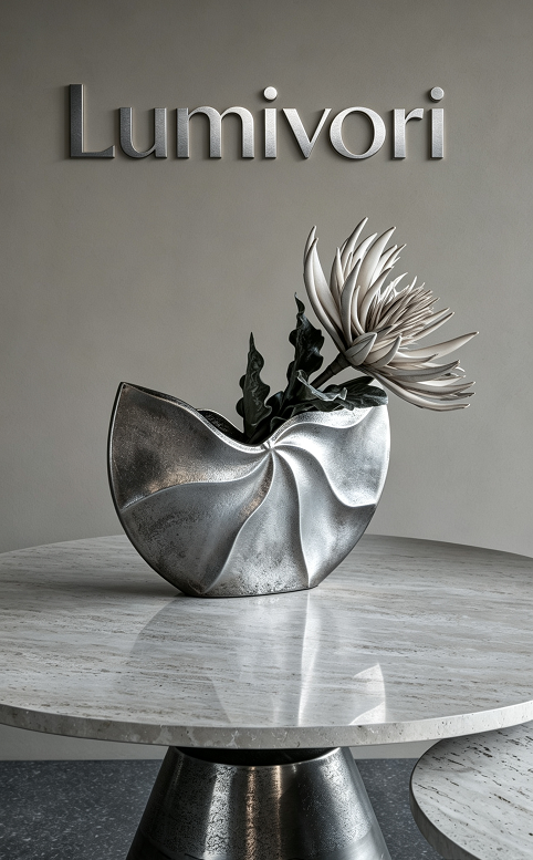 Lumivori | Twisted Fan Sculptural Metal Vase