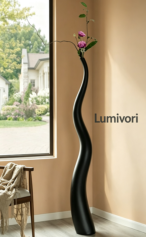 Lumivori | Tall Curved Sculptural Floor Vase