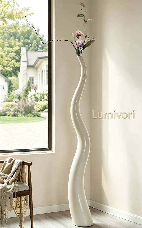 Lumivori | Tall Curved Sculptural Floor Vase