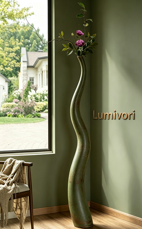 Lumivori | Tall Curved Sculptural Floor Vase
