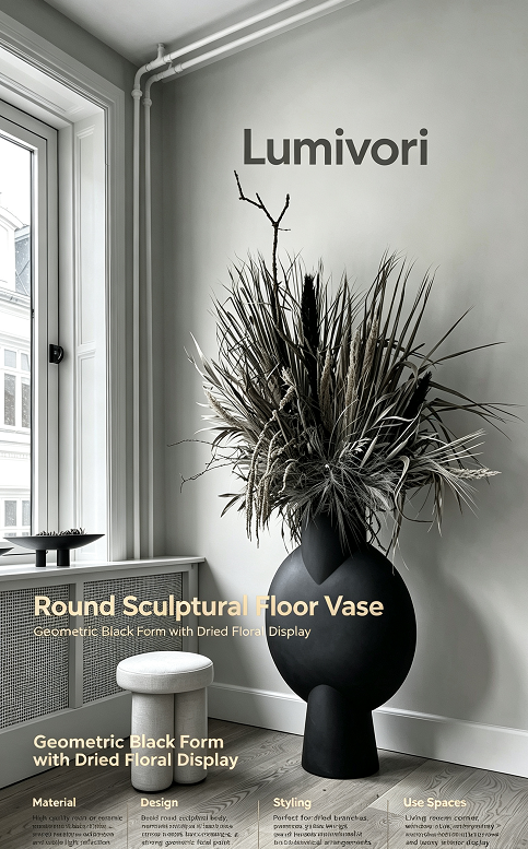 Lumivori | Round Sculptural Floor Vase